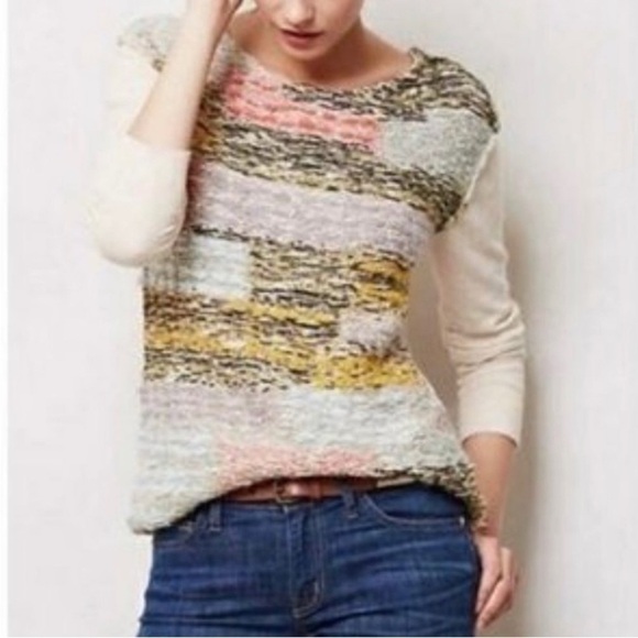 Anthropologie MOTH Cotton-Blend Marled Cream Sweater Size Small - Picture 8 of 8